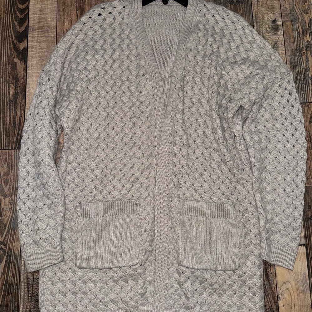 Cozy Gray Knit Cardigan Sweater